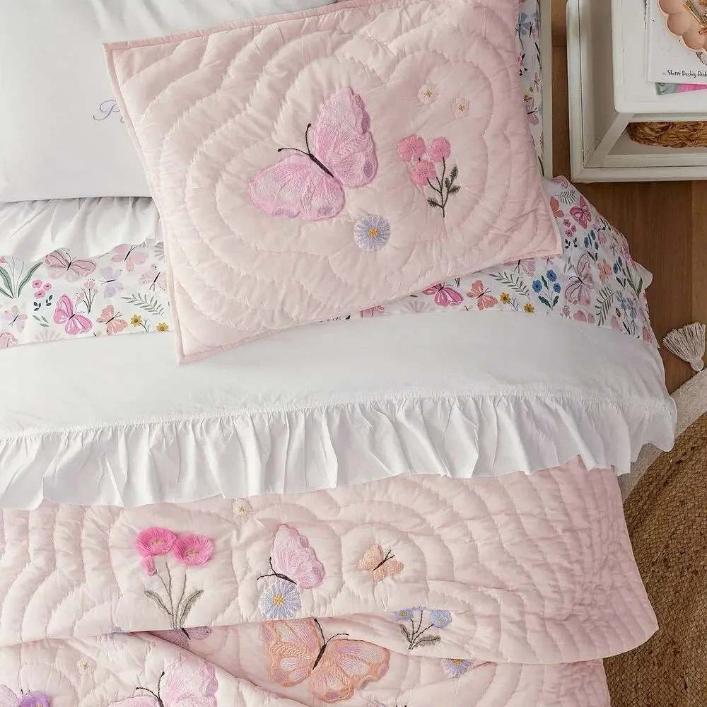 NEW Pottery Barn Wildflower Butterfly Full/Queen Comforter Quilt Bedding SET